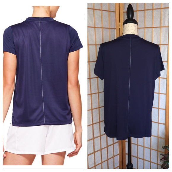 NWT ASICS Athletic Practice Short Sleeve Top Large Blue - Picture 2 of 12